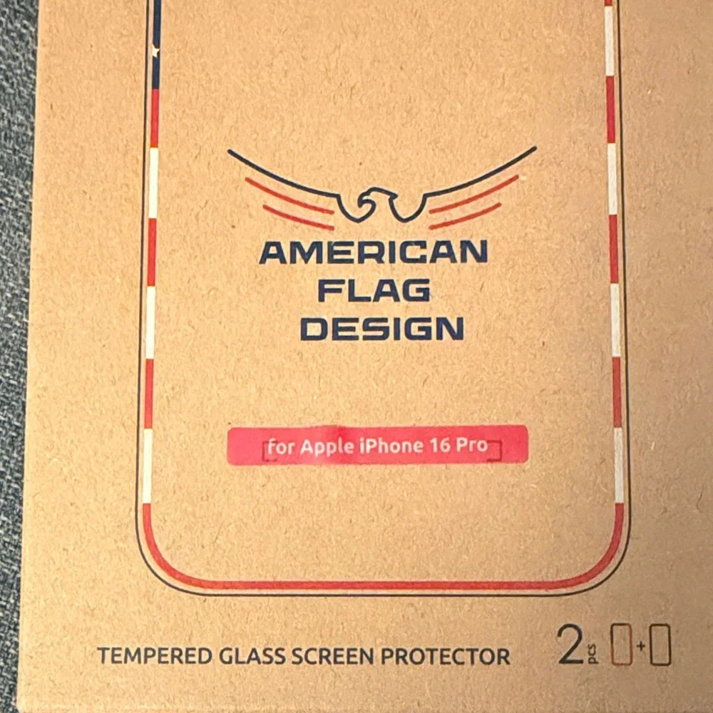 Tempered Glass Screen Protector for iPhone 16 Pro - American Flag Design